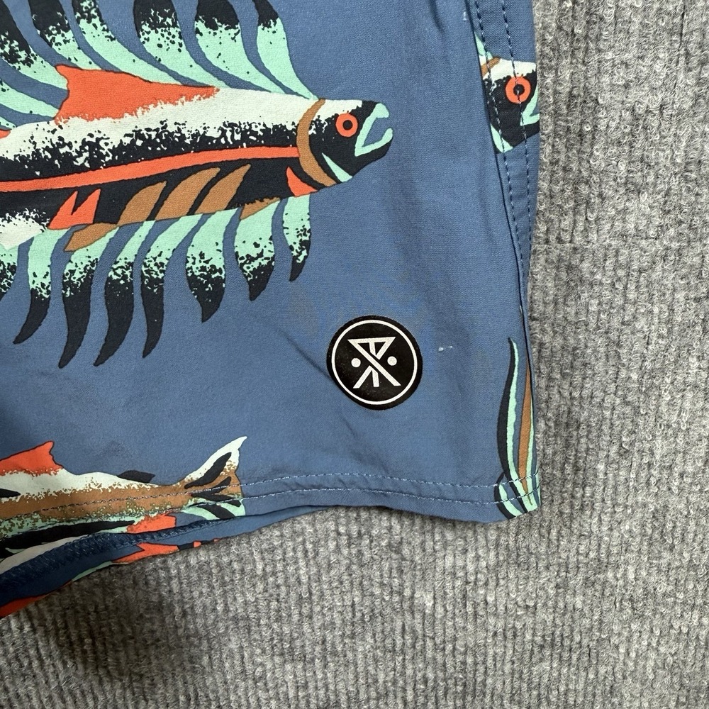 Roark Passage Series Fish Print Board Shorts Men's Size 30 Swim Trunks Blue - Picture 5 of 8